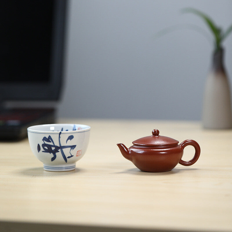 True Yixing Zisha Zhu Clay Tea Pot Porcelain Tea Cup Chinese Kungfu Pot Marked