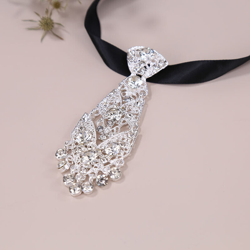 Men's Metal Gold Silver Diamond Bow Tie Pre Tied Shiny Wedding Party Show Tie