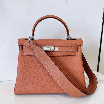 25/28) Real Leather Small Flap Briefcase Tote Shoulder Bag Purse Handbag Fashion
