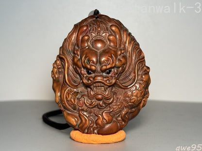 Collection Wooden Carved Dragon Pendant Talisman Ornaments