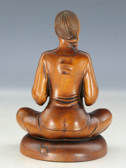 Rare Chinese Exquisite Handmade Beauty Carving Boxwood Statue Figure Art Collect
