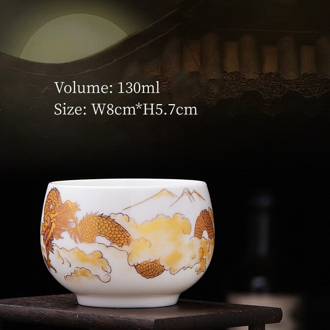 Porcelain Tea Cup Fat Mutton Jade Ceramic Master Cup 100ml / 130ml Personal Cups