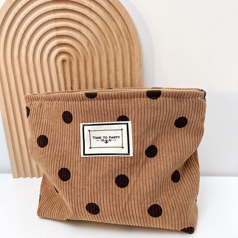 Corduroy Retro Leopard Print Cosmetic Bag Travel Cosmetic Pouch Storage Make Up