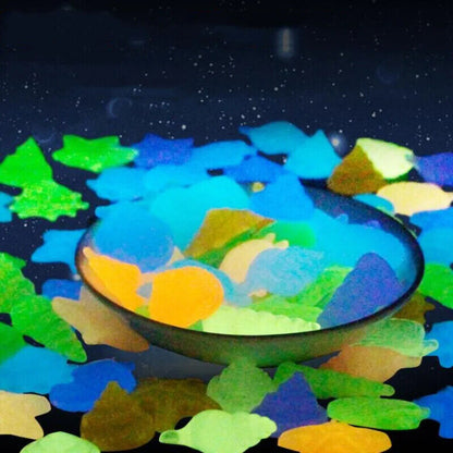 Aquarium Decor 50Pcs Luminous Stones Colorful Shell Starfish Conch Shape Pebbles
