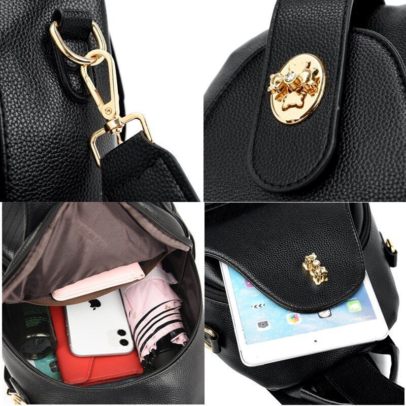 Women Backpacks Luxury Solid Colors Soft Genuine Leather Traveling Shoulder Bags