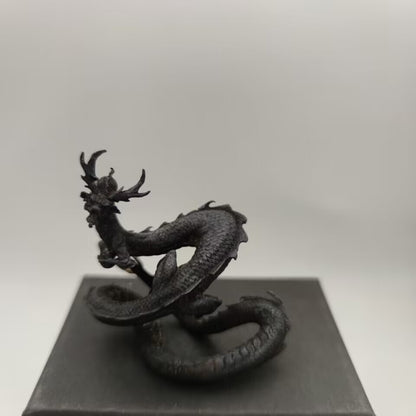Solid Old Bronze Copper Statue Hand Carved Dragon