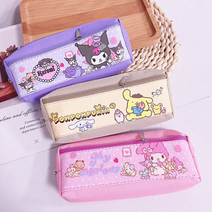 Student Kuromi Pencil Bag Double Grid Zipper Bag Stationery Bag Storage Bag