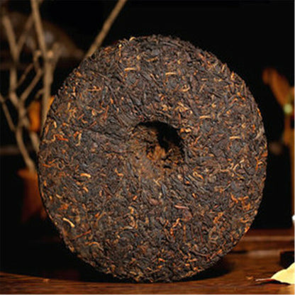 357g Royal Qi Zi Bing Cha Aged Cake Yunnan Menghai Pu'er Tea Shen Ripe Black Tea