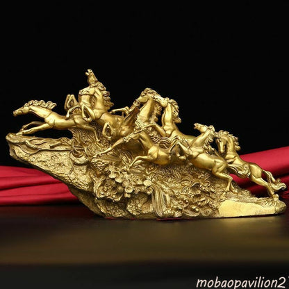 Brass Myth Horse Galloping, Nine Horses Galloping, Fast Riding Statue Decoration