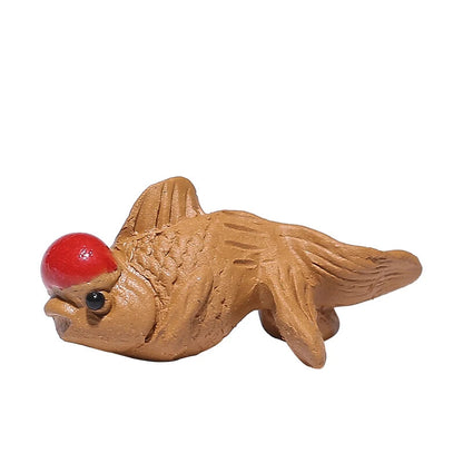 Handmade Purple Clay Mini Fish Tea Pet Figurines Tea Ceremony A Tea Set Table