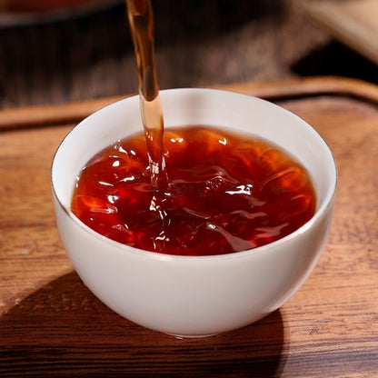 Yunnan Yiwu Ripe Pu-erh Tea Cake Qizi Premium Puer Cooked Tea Pu'er Shu 357g