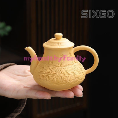 Purple Clay Kettle Tea Set Household Teapot Single Pot Tea Maker Handmade Relief