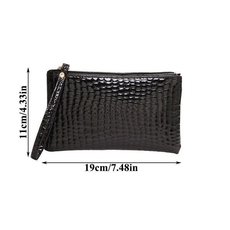 Synthetic Leather Wallet Clutch Bag Wrist Strap Handbag Cash Holder 19*11*1.5 Cm