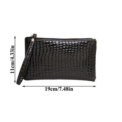 Synthetic Leather Wallet Clutch Bag Wrist Strap Handbag Cash Holder 19*11*1.5 Cm