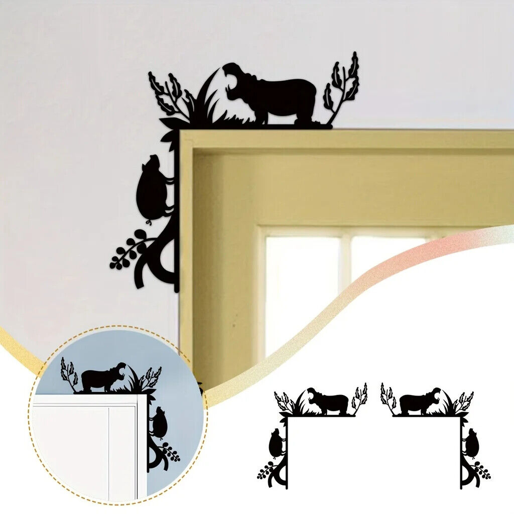 1pc Metal Creative Animal Decorative Wall Stickers Door Corner Decoration Door