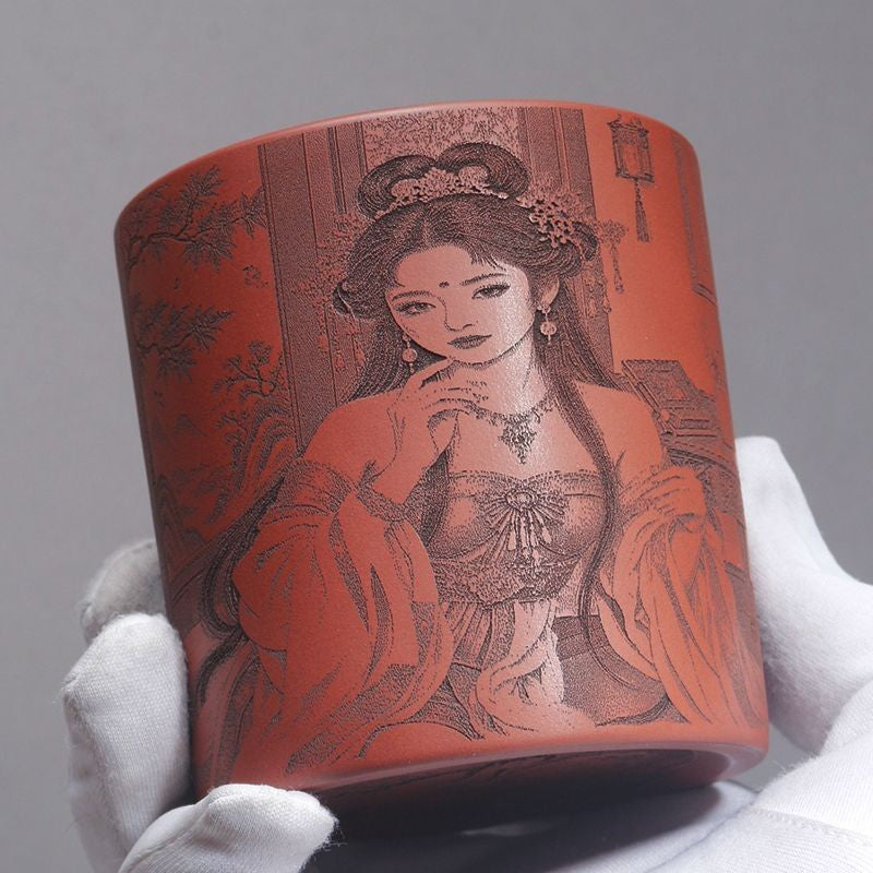 Ziyuntang Yixing Purple Clay Cup Red Clay Carved Beauty Teacup 220ml