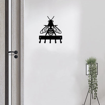 Honey Bee Key Rack Hanger - 6 inch Wide Metal Wall Art
