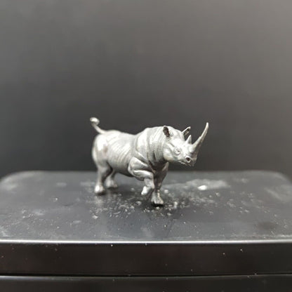 Solid Black Brass Rhinoceros Statue Animal Artwork Collection Decor