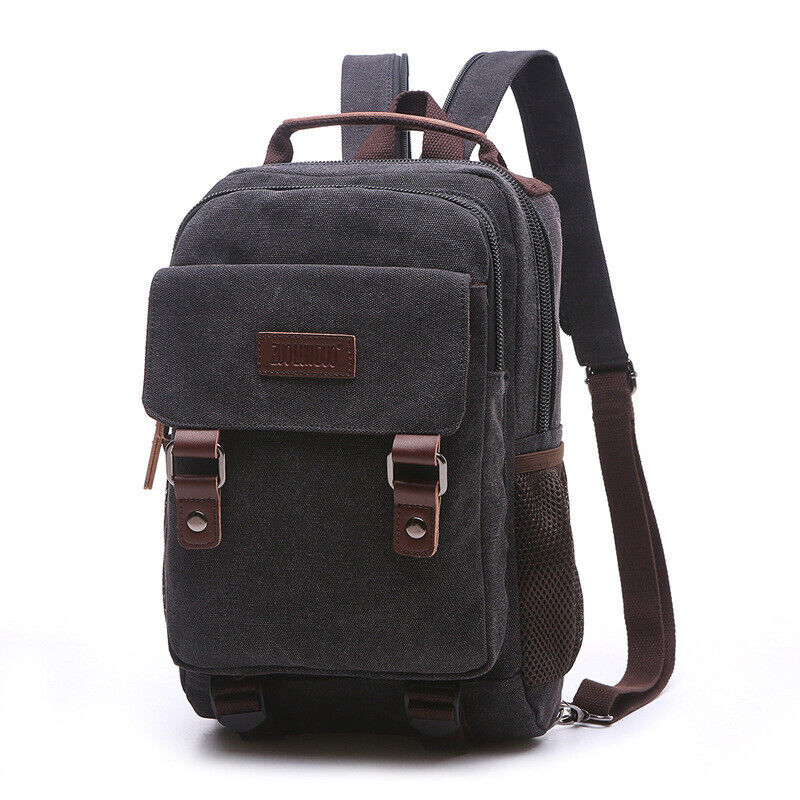 Convertible Canvas Small Mini Backpack Rucksack Chest Pack Sling Bag Travel