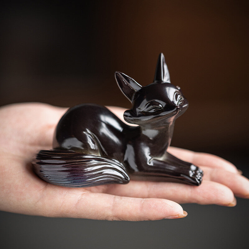 resin fox color change tea pet creative gift tea play on tea table ornament new