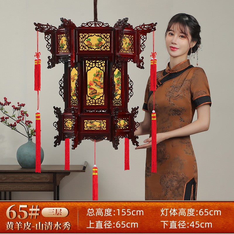 Palace Lantern Carved Wooden Chinese Lantern Balcony Red Outdoor Decoracion