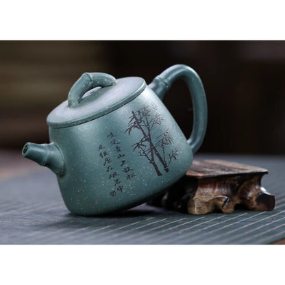 4.7" Chinese Yixing Zisha Pottery Black Zhu Clay 200CC Plum Blossom Teapot