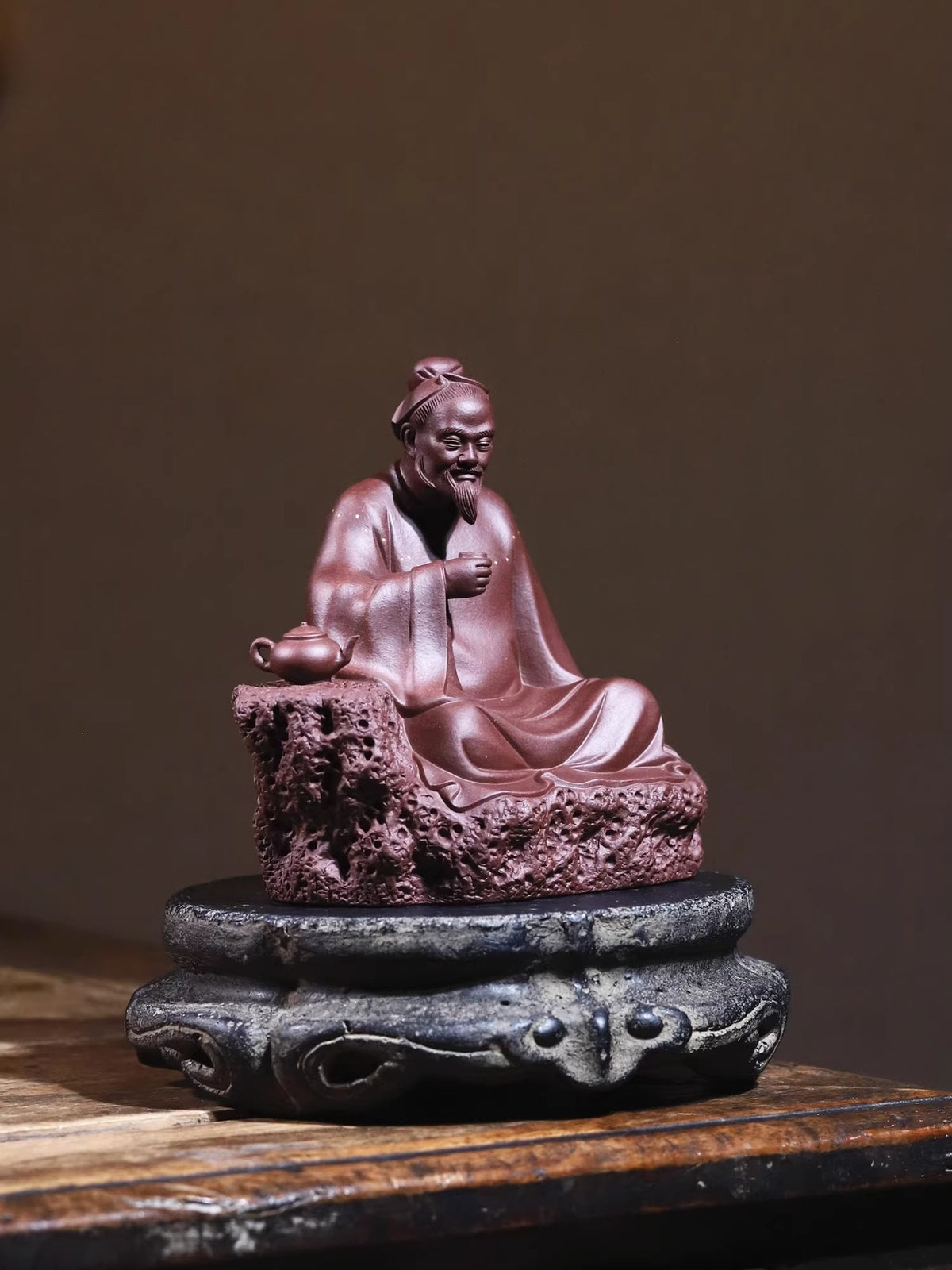 Purple Sand Lu Yu Statue Tea-tasting Figure Chinese Tea Saint Drinking Decor
