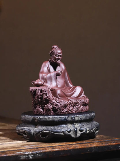 Purple Sand Lu Yu Statue Tea-tasting Figure Chinese Tea Saint Drinking Decor