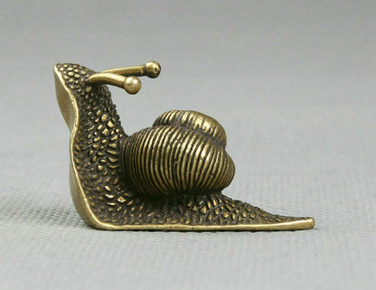 Rare Chinese old bronze handmade Small Snail Statue figure Tea pet decoration