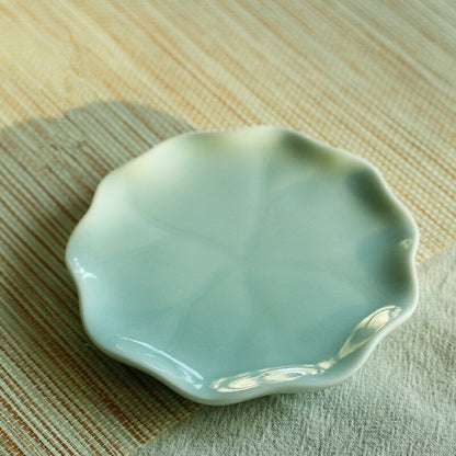 one cup saucer porcelain coaster for tea cup celadon Chinese cup mat handmade