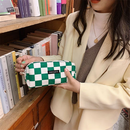 Plaid Traveling Makeup Cosmetic Storage Bag Handbags Wallet Organizer Cute Pouch