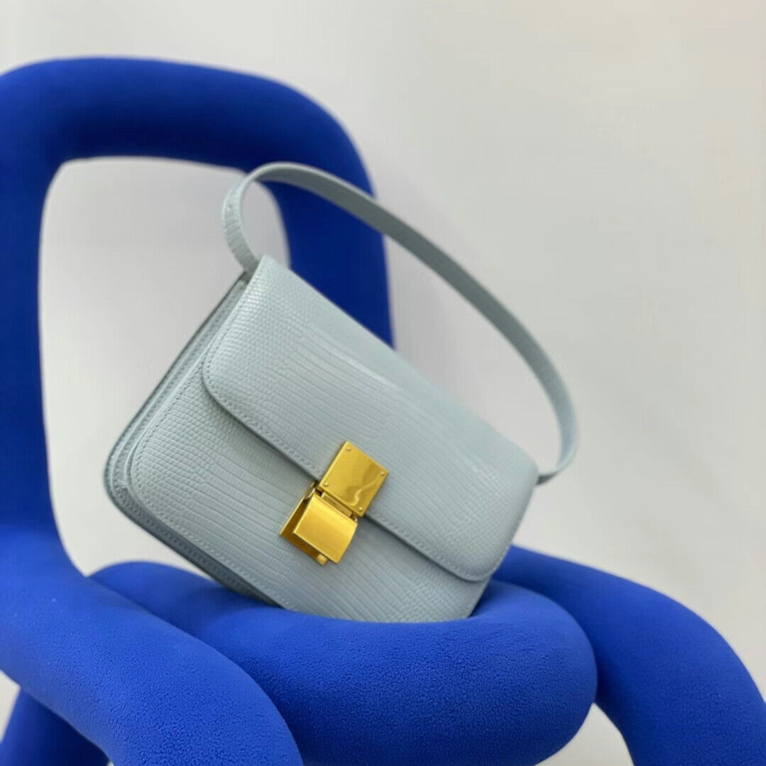 Lizard Effect Real Leather Flap Box bag Shoulder bag Purse Crossbody Square bag