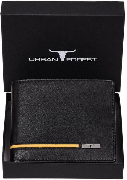New Men's Black Colour Leather Bi-fold RFID Blocking Wallet Gift Item