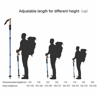 Telescopic Hiking Camping Climbing Walking Stick Trekking Pole Cane Elderly Red