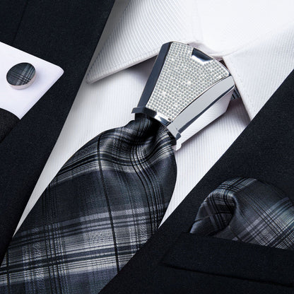 Men Necktie 3Pcs Luxury Striped Ties Cufflinks Pocket Square Wedding Accessories