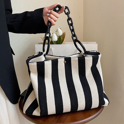 Women Handbag Thick Chain Shoulder Bags Female Shopping Bag Canvas Totes