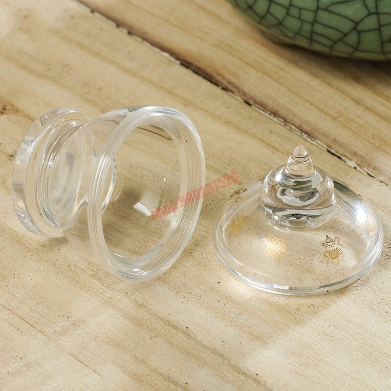 2.3" Buddhism Supplies Eight Auspicious Bottles Crystal Buddha Pagoda Bodhi