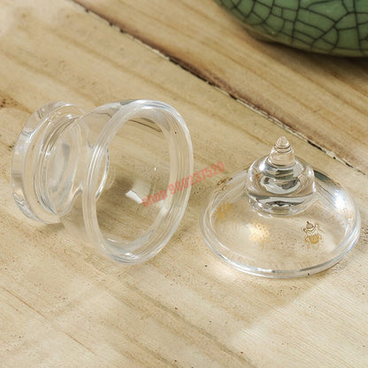 2.3" Buddhism Supplies Eight Auspicious Bottles Crystal Buddha Pagoda Bodhi