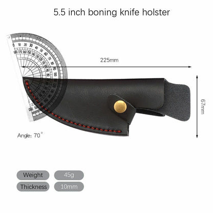 Knife Sheath Leather Case Fixed Blade Serbian Boning Knives Holder Bag 5.5/6Inch