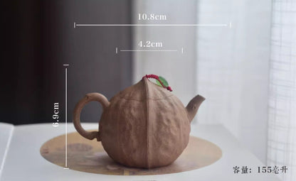 155cc chinese Yixing Handmade Zisha teapot Duanclay Walnut Hu Gongfu tea pot
