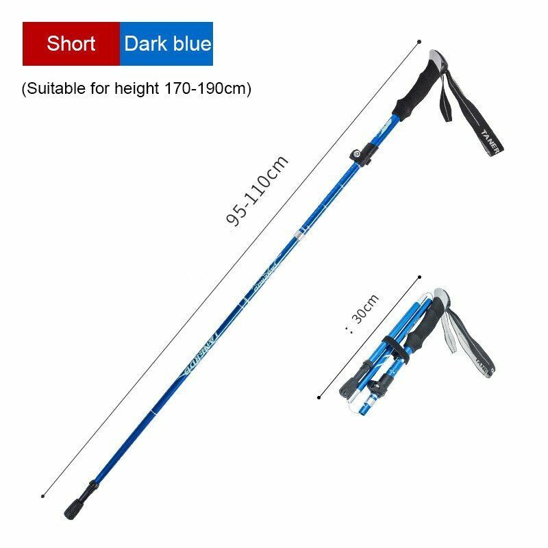 Folding Trekking Pole Portable Walking Stick Outdoor Climbing Hiking Adult Blue