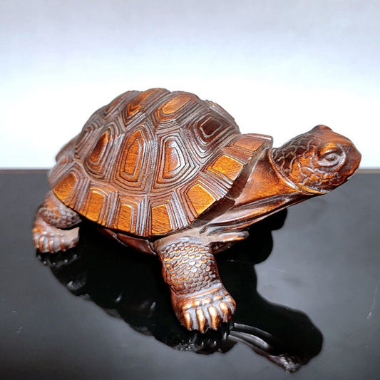 vintage wooden Carved wood carving god of longevity Turtle statue Home decor art