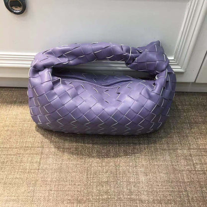 Cow Split Leather Knot Bag Weave Handmade Sling 27X13X16cm Polyester Accessories