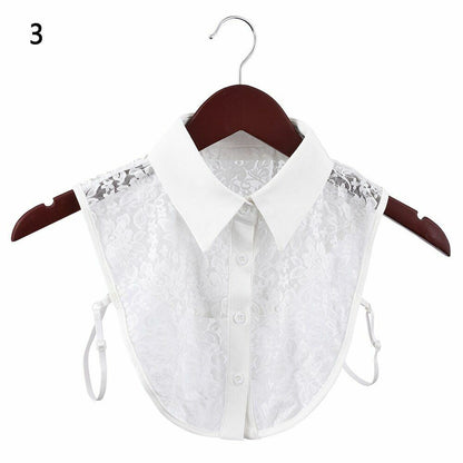 Shirt Collar Women Cotton Lace Fake Blouse Vintage Lapel Clothes Accessories Top