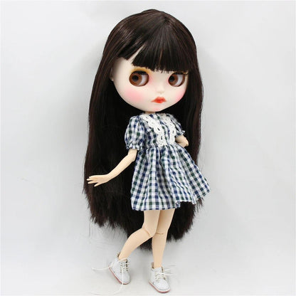 Blythe Doll Brown Hair 12" Joint Body Matte Face White Skin BJD Interactive Toys