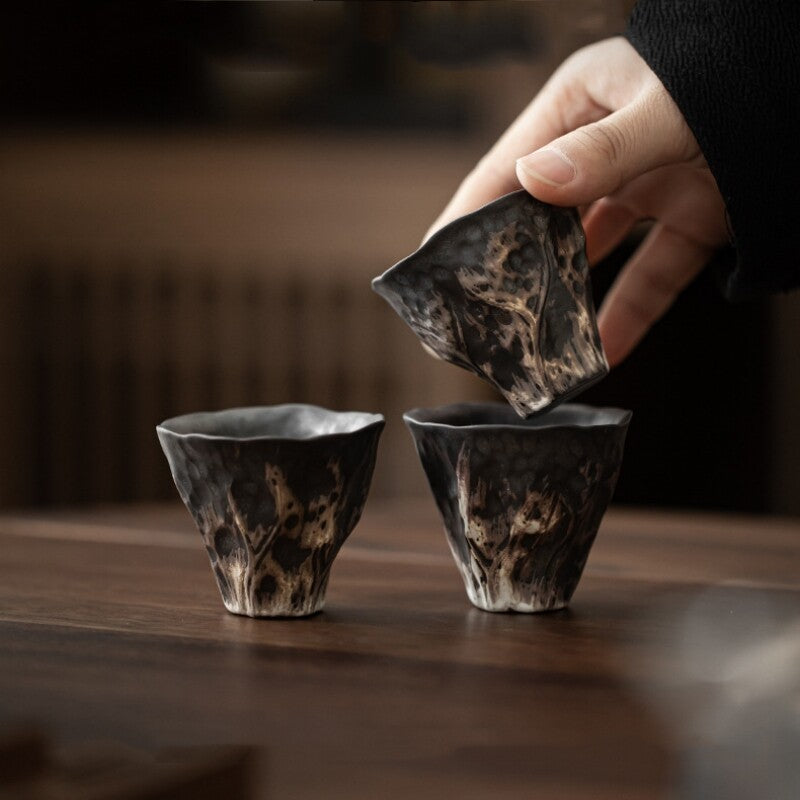 3pcs/lot Ceramic Cup 50ml Chinese Kungfu Tea Cup Creative Antique Style Pottery