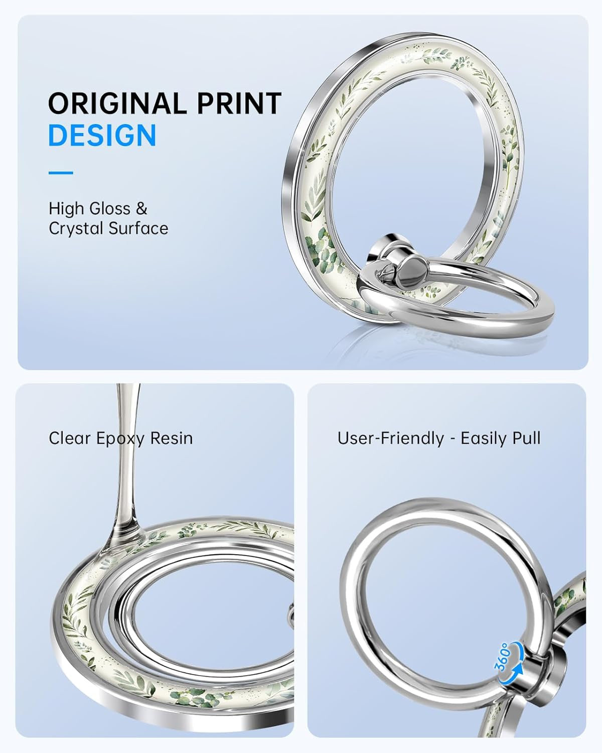 Magnetic Phone Ring Holder Compatible with Magsafe - Cell Phone Grip Magnet Remo