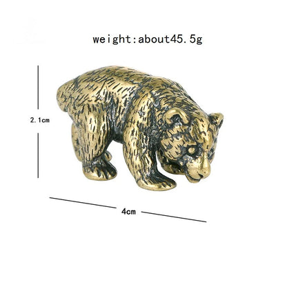4cm Exquisitely Brass Bear Tea Pet Statue Desk Ornaments Decorations Crafts