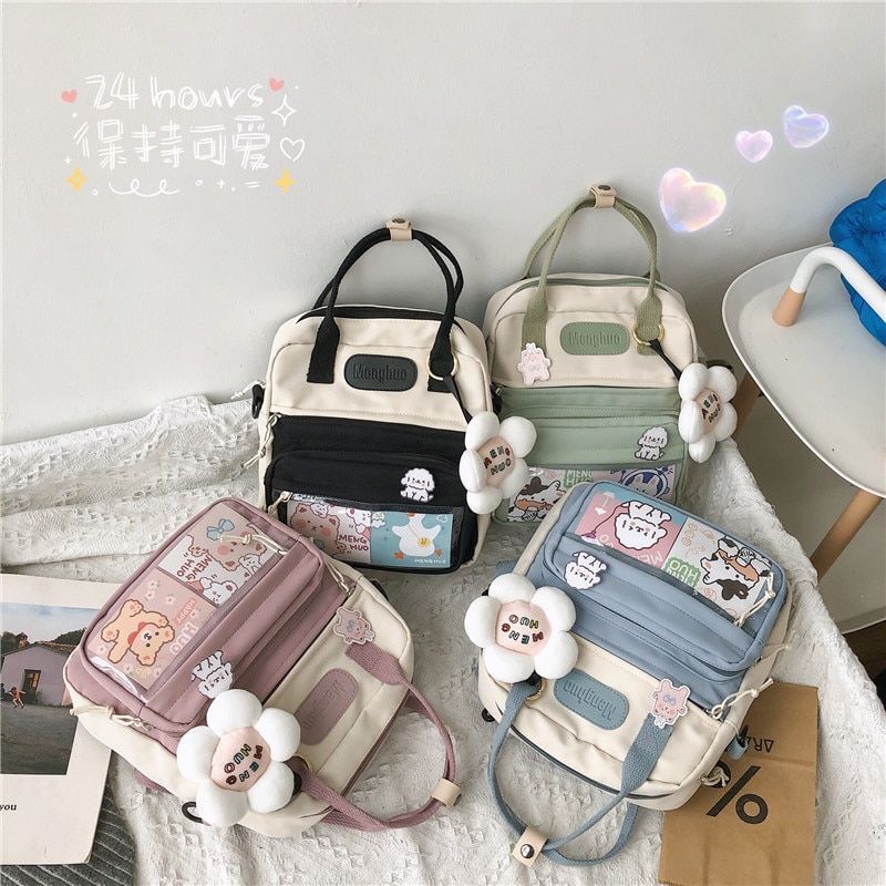 Cute Backpack Women Waterproof Nylon Small Shoulder Bag Schoolbags Flower Travel