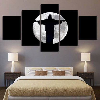 Jesus Christ God Moon Shadow Canvas Prints Painting Wall Art Home Decor 5PCS